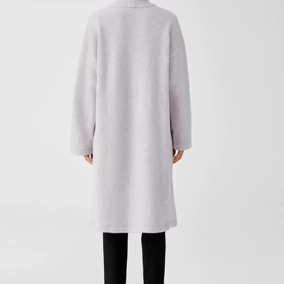 Eileen Fisher Boucle Wool Knit Long Coat Boxy Fit Knee Length Gray New * Size XL - Picture 7 of 11